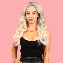 Load image into Gallery viewer, Tape- in Ash Blonde Hair Extensions model