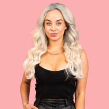 Load image into Gallery viewer, Clip-in Ash blonde Hair Extensions model