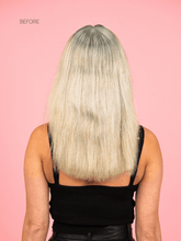 Load image into Gallery viewer, Tape- in Ash Blonde Hair Extensions before back
