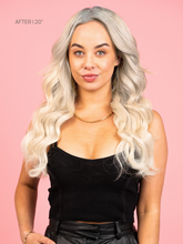 Load image into Gallery viewer, Clip-in Ash blonde Hair Extensions after front