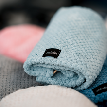 Load image into Gallery viewer, Hair towel light cyan folded