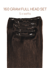 Load image into Gallery viewer, Clip-in Dark Brown Hair Extensions clips