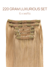 Load image into Gallery viewer, Clip-in Dark Brown Hair Extensions clips 200 gram