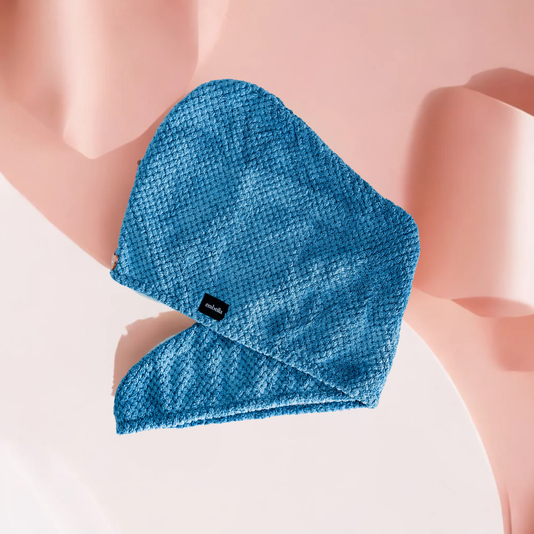 hair towel blue
