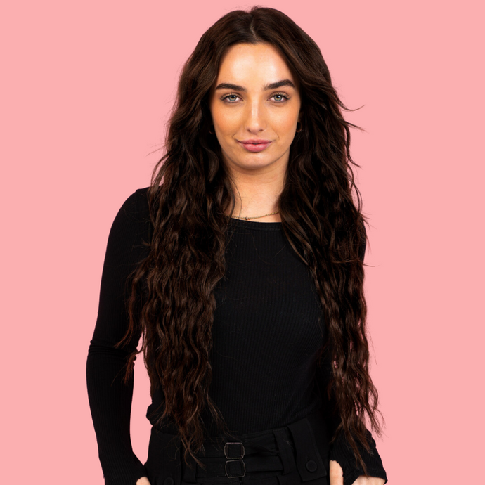 Clip-in Dark Brown Hair Extensions model front