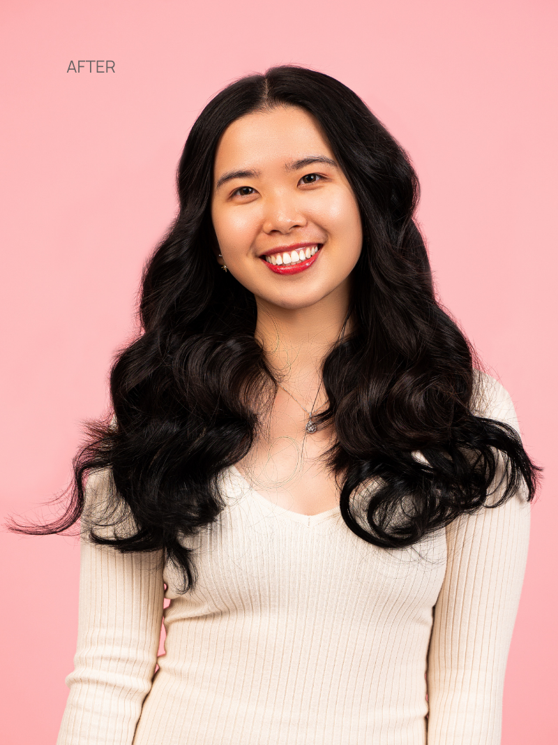 Tape- in Jett Black Hair Extensions after front