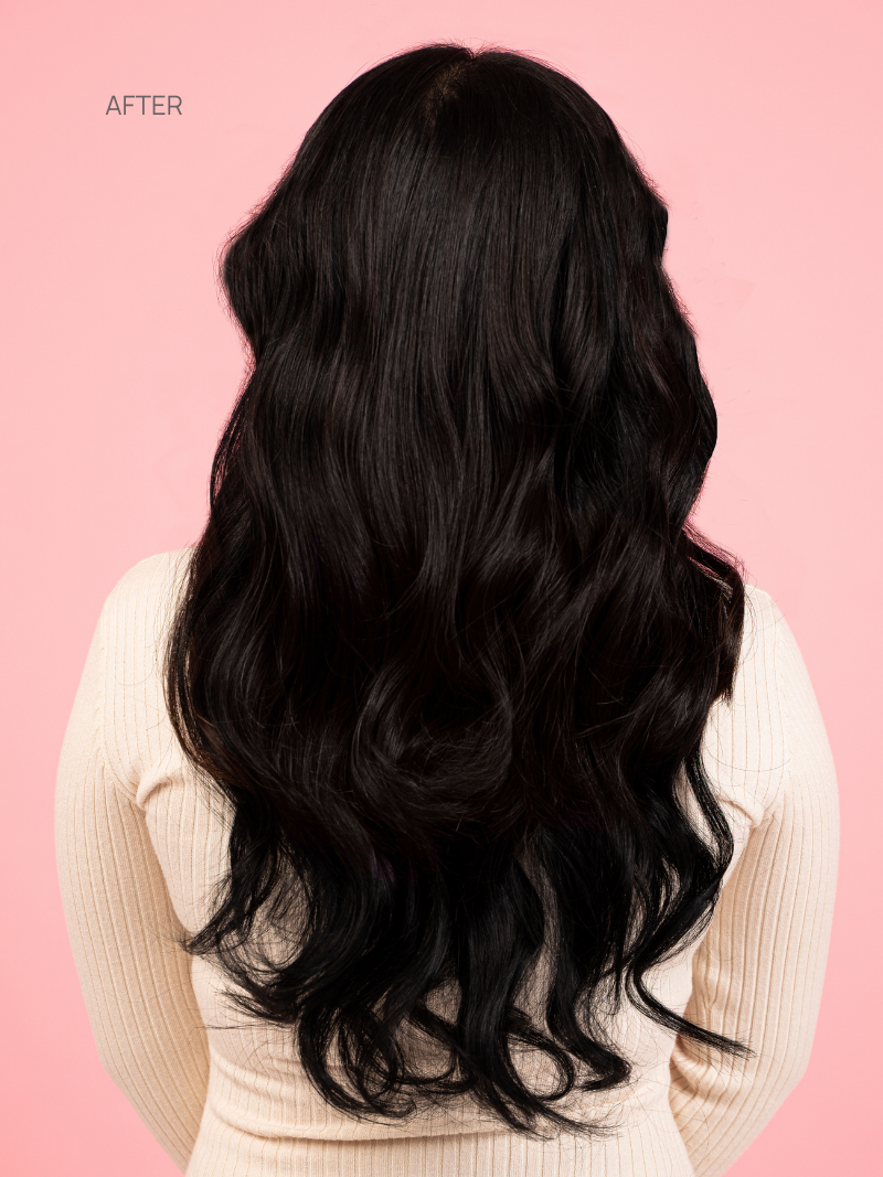 Clip-in Dark Brown Hair Extensions after back