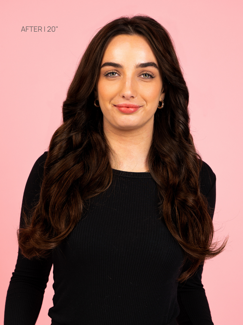 Clip-in Dark Brown Hair Extensions after front