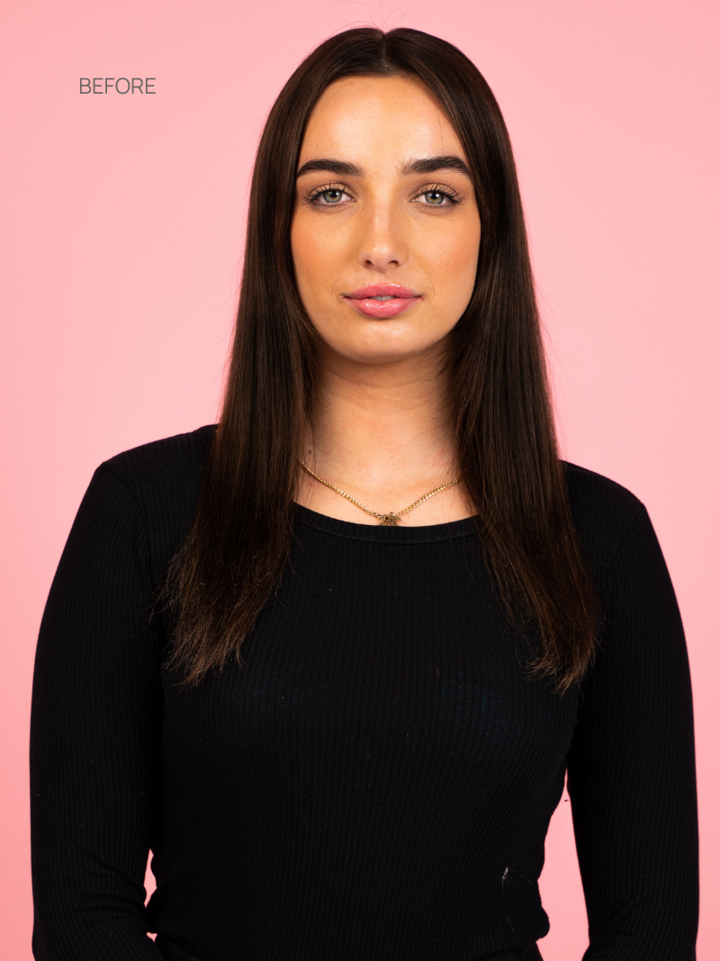 Tape- in Dark Brown Hair Extensions before front