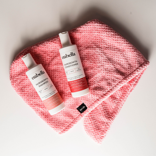 hair growth value bundle, pink hair towel