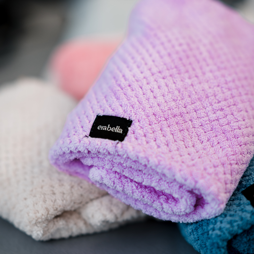 Hair towel light purple folded