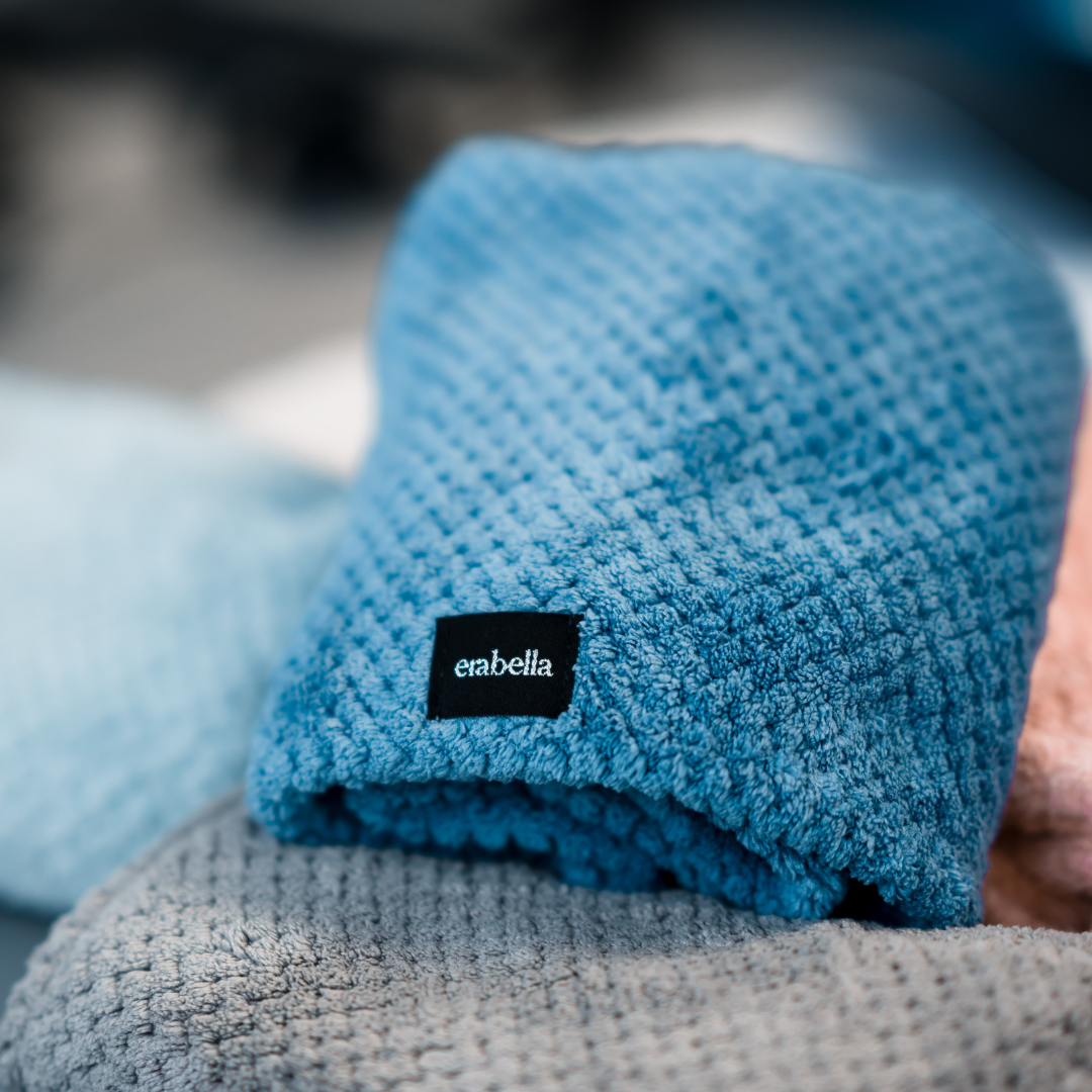 hair towel blue