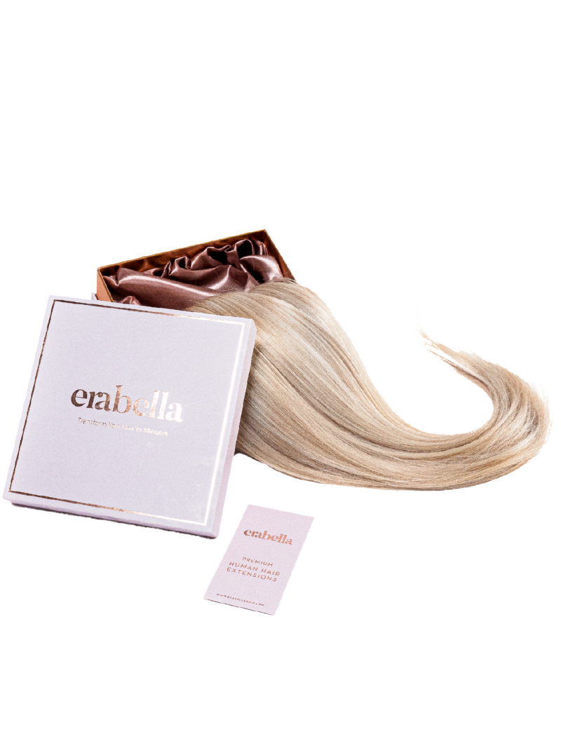 Clip-in Ash blonde Hair Extensions in box